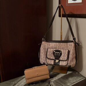 Etienne Aigner Designer Beige and tan Brown Shoulder Bag and wallet!!